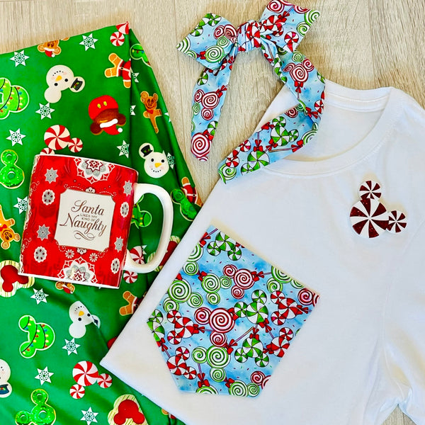 Mouse Candy Canes Pocket Tee