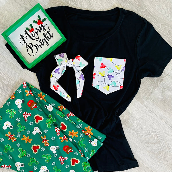 Mouse Christmas Lights Pocket Tee