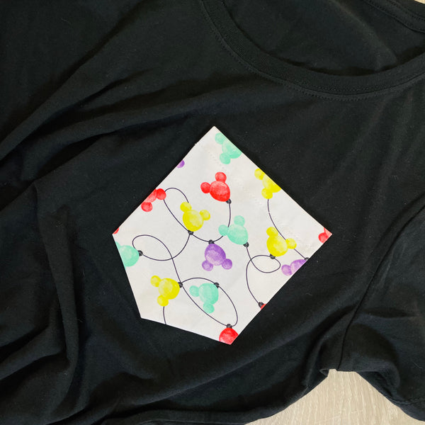 Mouse Christmas Lights Pocket Tee