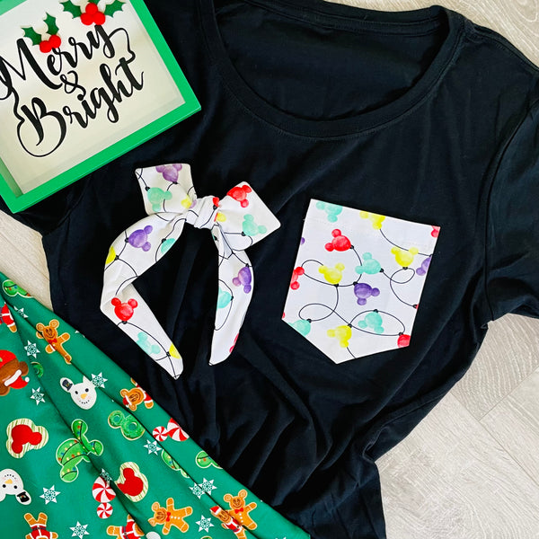 Mouse Christmas Lights Pocket Tee