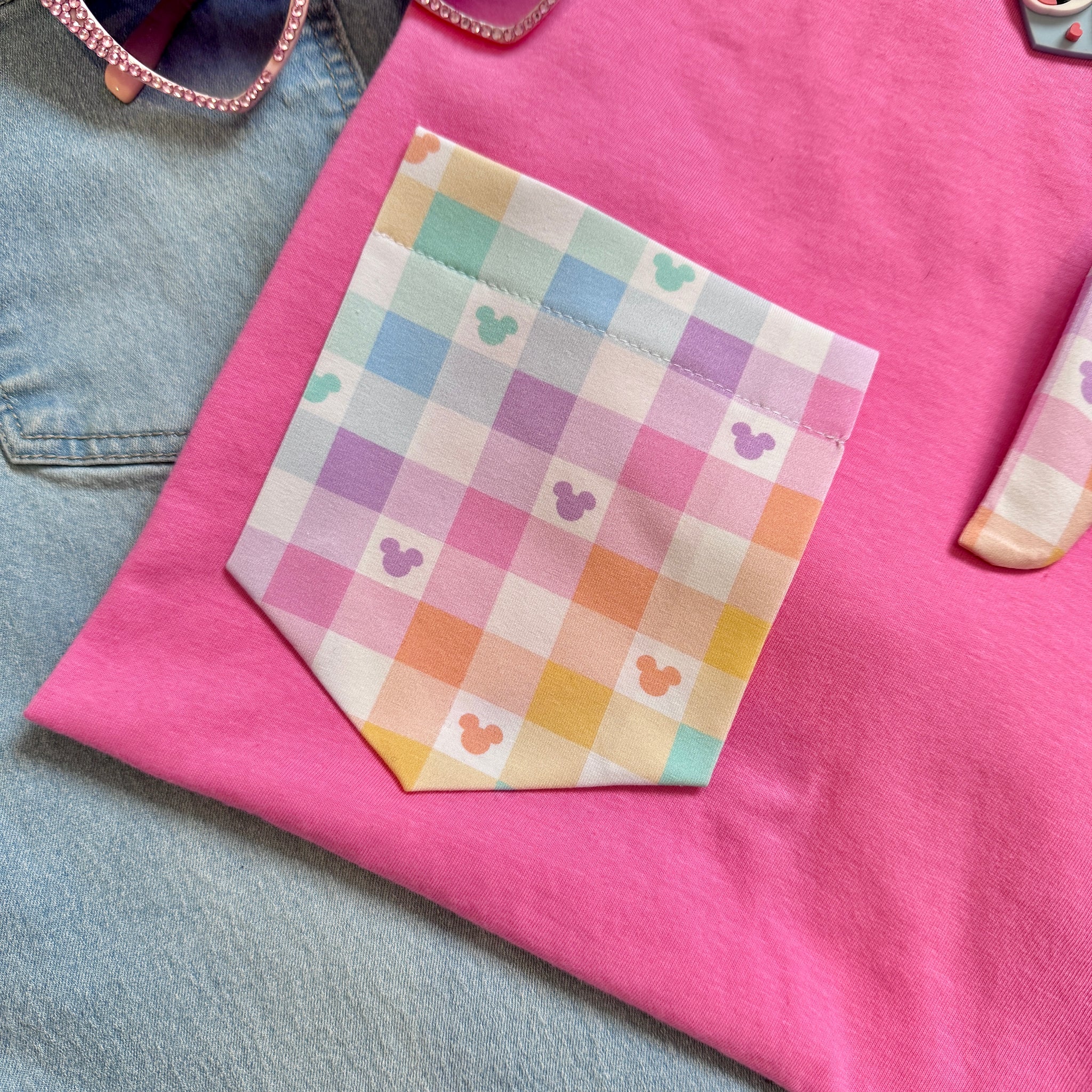 Pastel Gingham Pocket Tee