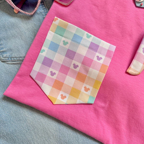 Pastel Gingham Pocket Tee