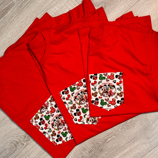 Merry Christmas Mice Pocket Tee