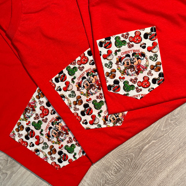 Merry Christmas Mice Pocket Tee